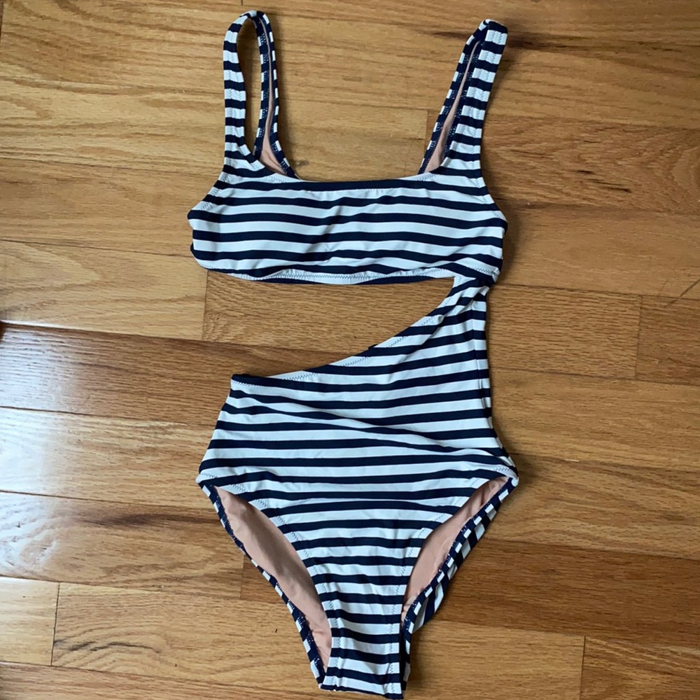 NWT J. Crew cutout one-piece swimsuit in stripe